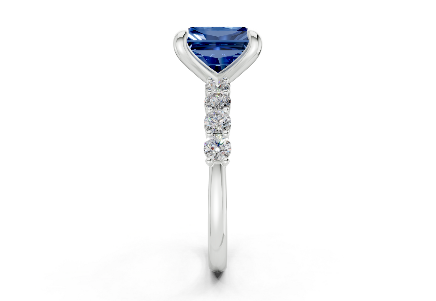 Arabella Sapphire Gemstone Accent Radiant Square Cut 2mm Engagement Ring