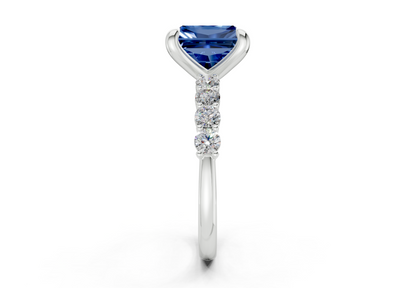 Arabella Sapphire Gemstone Accent Radiant Square Cut 2mm Engagement Ring