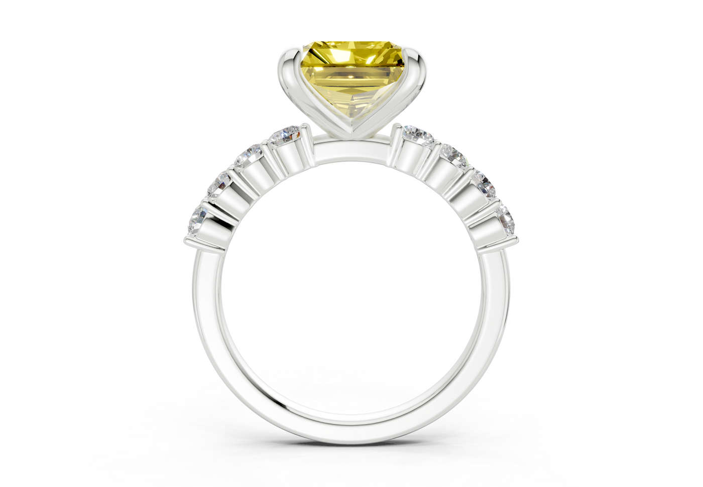 Arabella Yellow Diamond Accent Radiant Square Cut 2mm Engagement Ring
