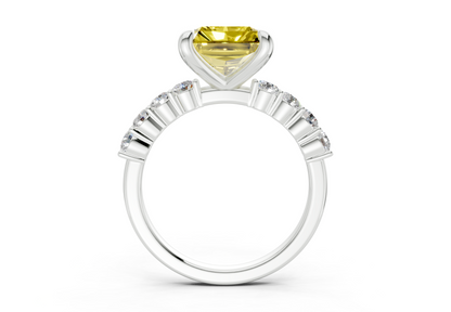 Arabella Yellow Diamond Accent Radiant Square Cut 2mm Engagement Ring