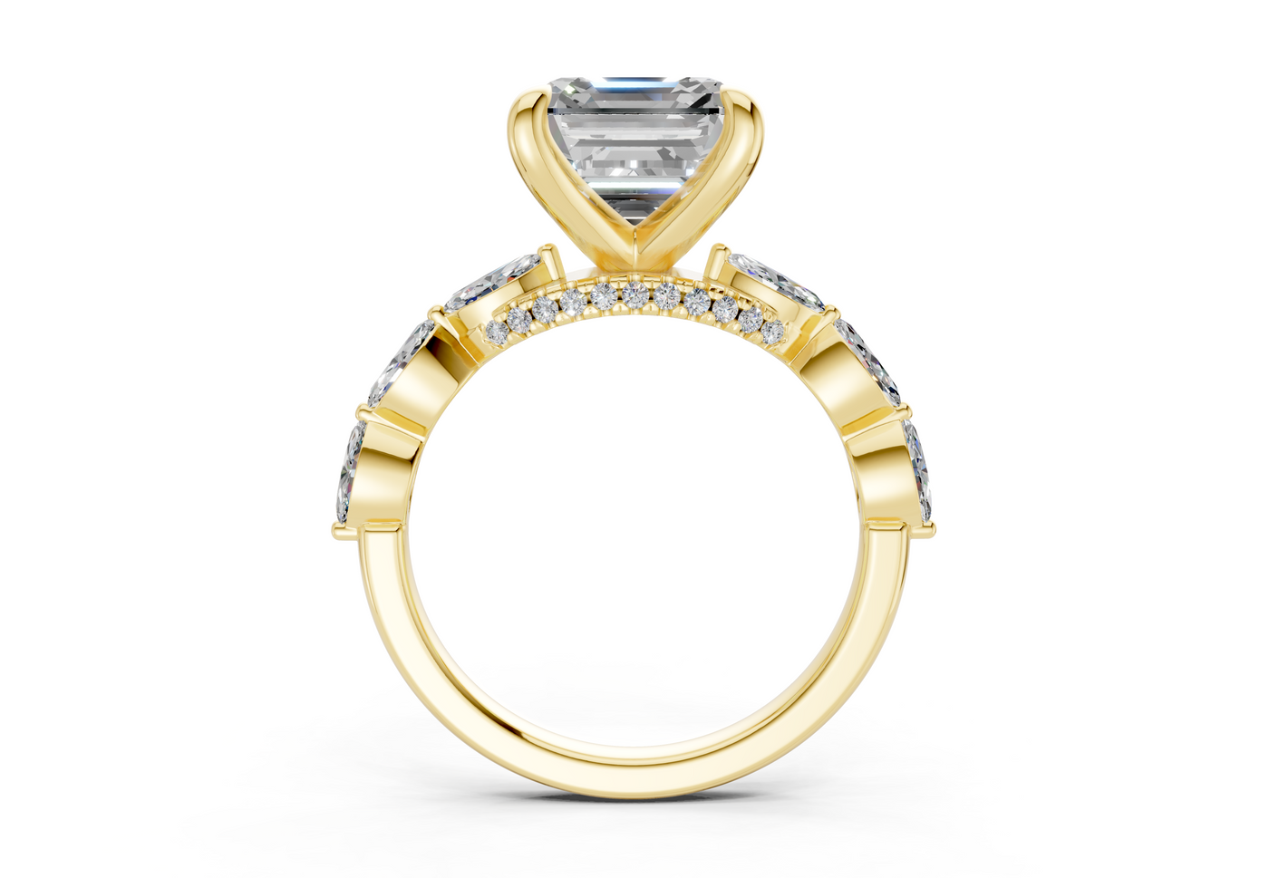 Liana Diamond Accent Asscher Cut 2mm Engagement Ring