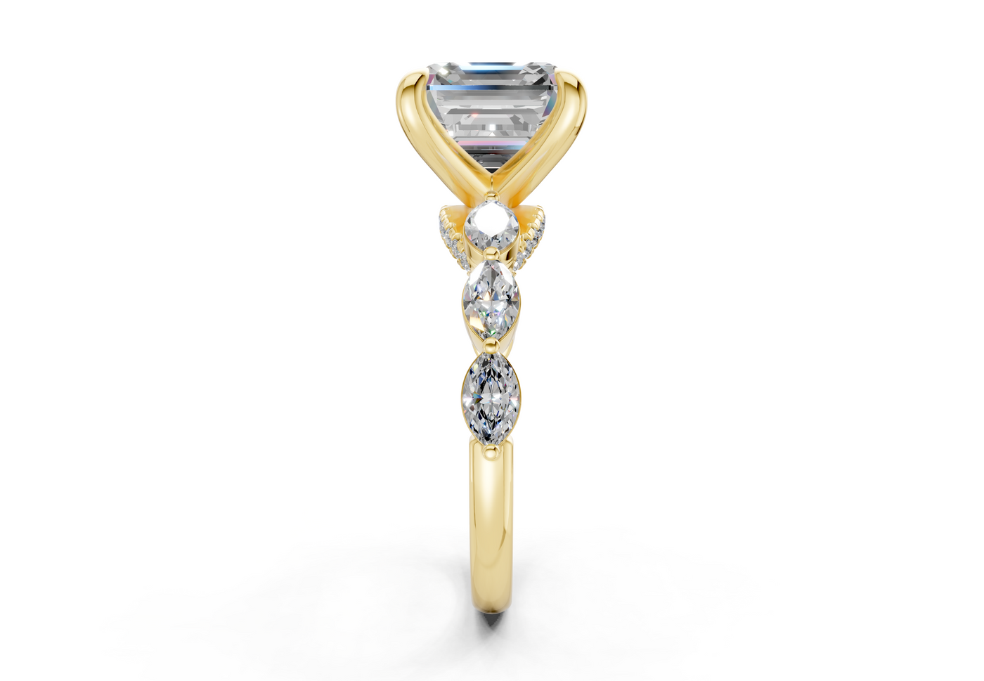 Liana Diamond Accent Asscher Cut 2mm Engagement Ring