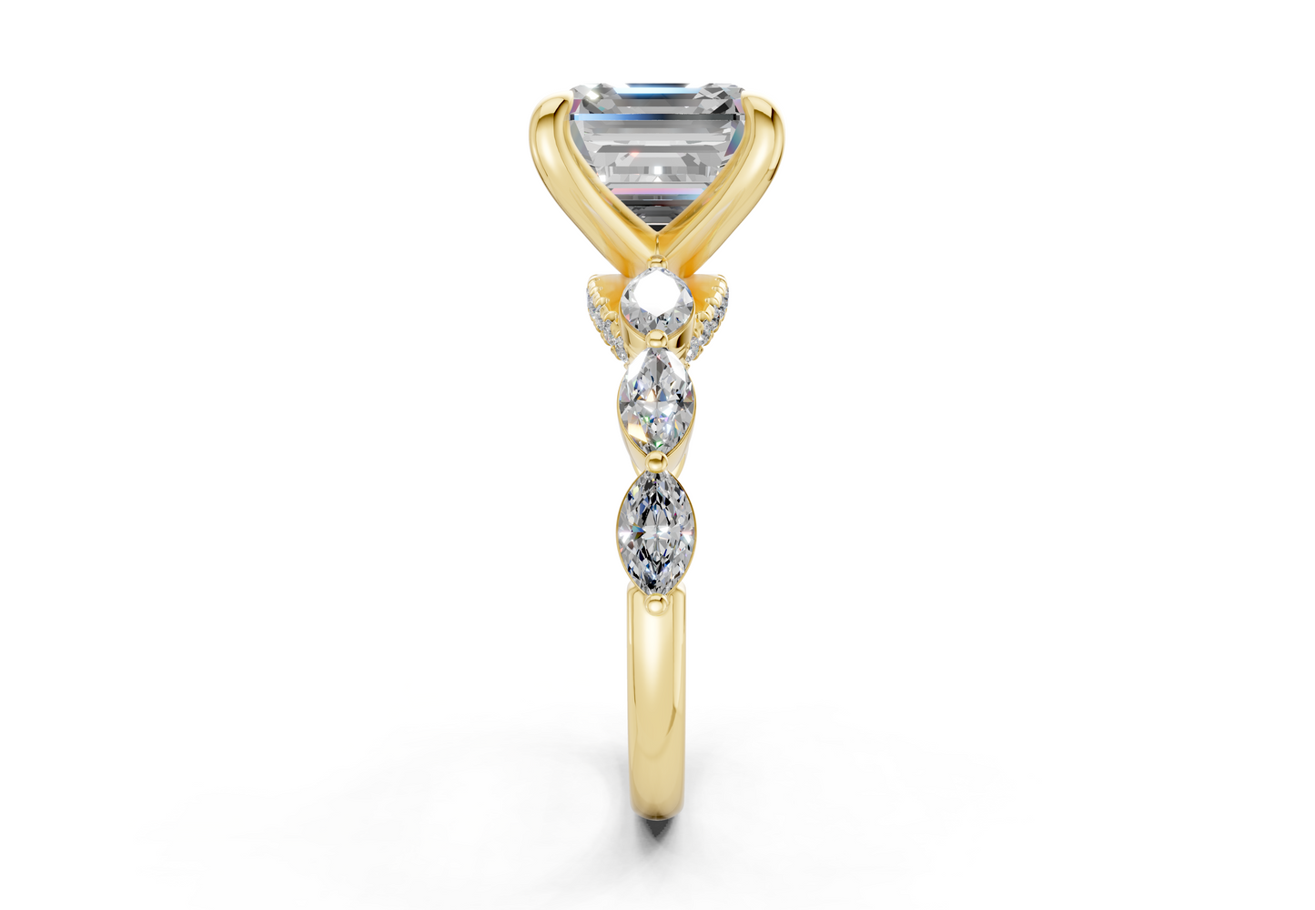 Liana Diamond Accent Asscher Cut 2mm Engagement Ring