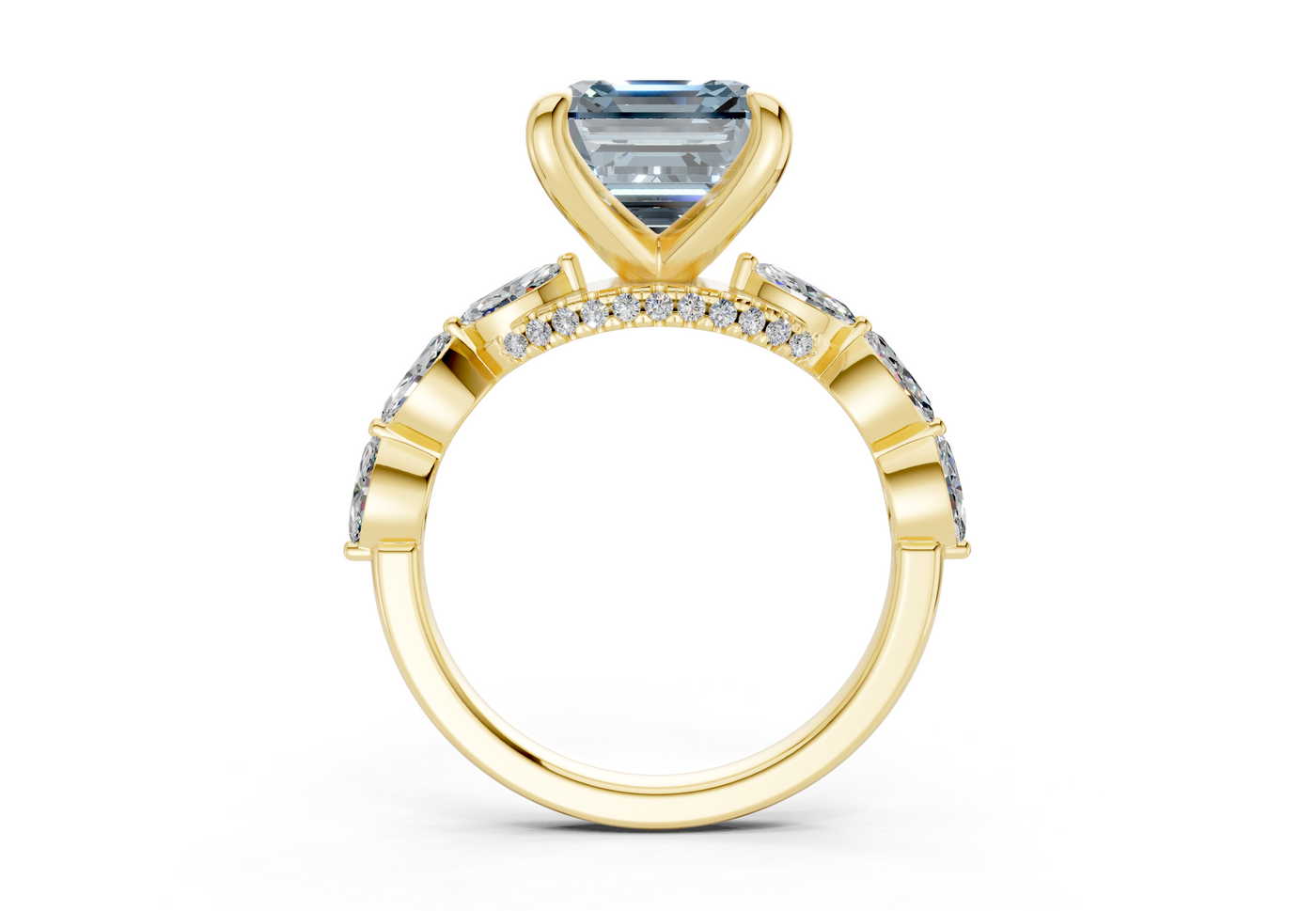 Liana Blue Diamond Accent Asscher Cut 2mm Engagement Ring