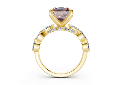 Liana Pink Diamond Accent Asscher Cut 2mm Engagement Ring