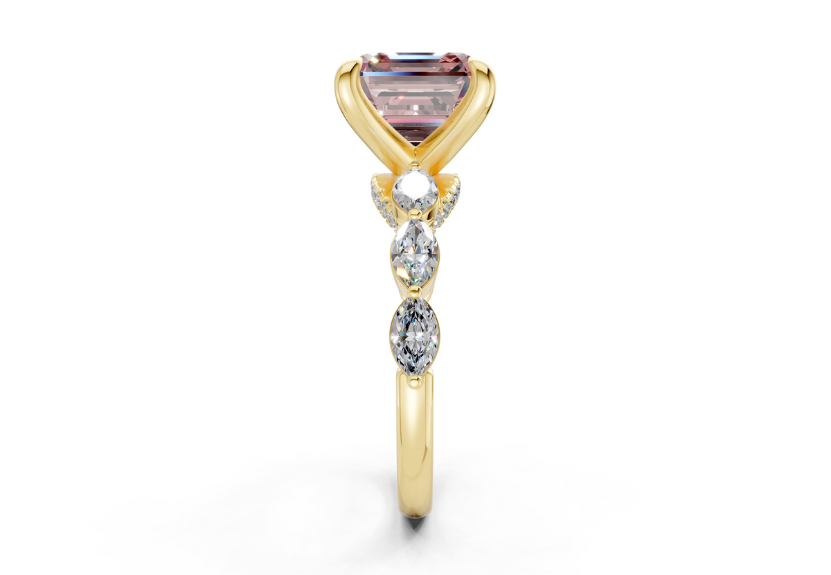 Liana Pink Diamond Accent Asscher Cut 2mm Engagement Ring