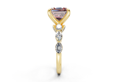 Liana Pink Diamond Accent Asscher Cut 2mm Engagement Ring