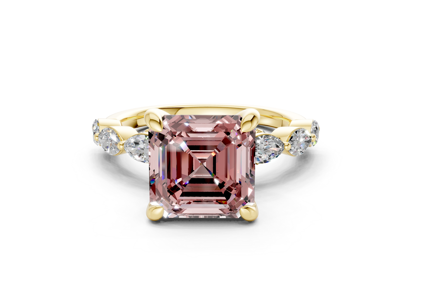 Liana Pink Diamond Accent Asscher Cut 2mm Engagement Ring