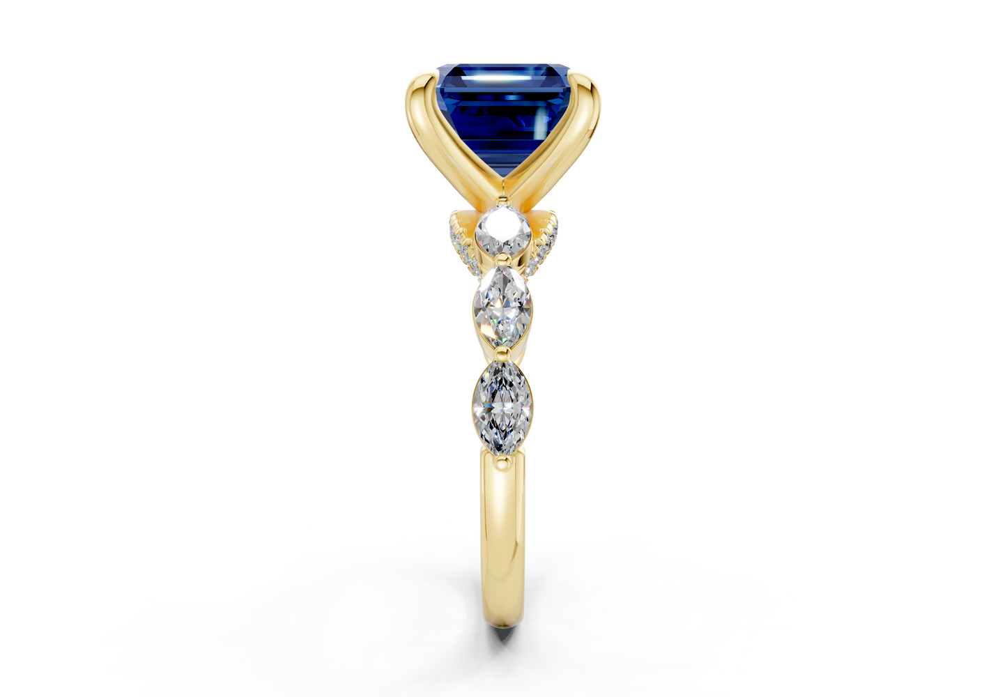Liana Sapphire Gemstone Accent Asscher Cut 2mm Engagement Ring