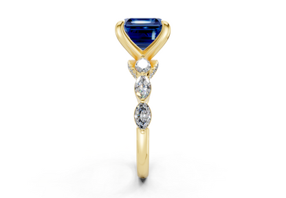 Liana Sapphire Gemstone Accent Asscher Cut 2mm Engagement Ring