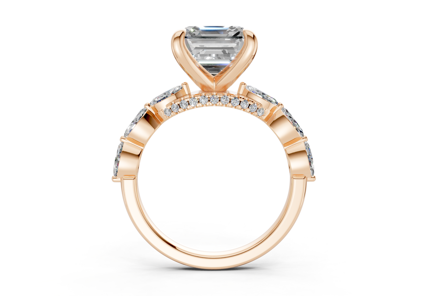 Liana Diamond Accent Asscher Cut 2mm Engagement Ring