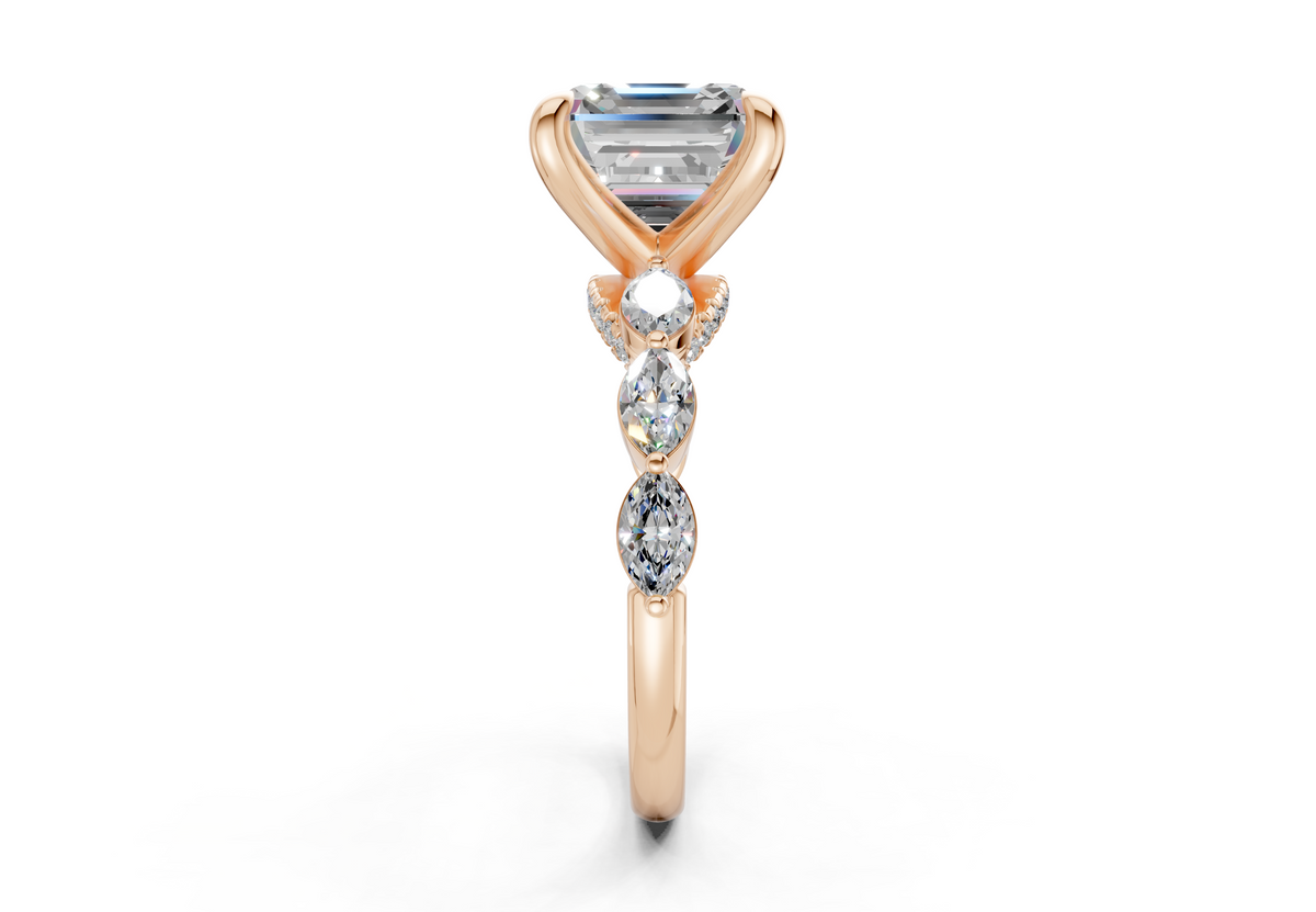 Liana Diamond Accent Asscher Cut 2mm Engagement Ring