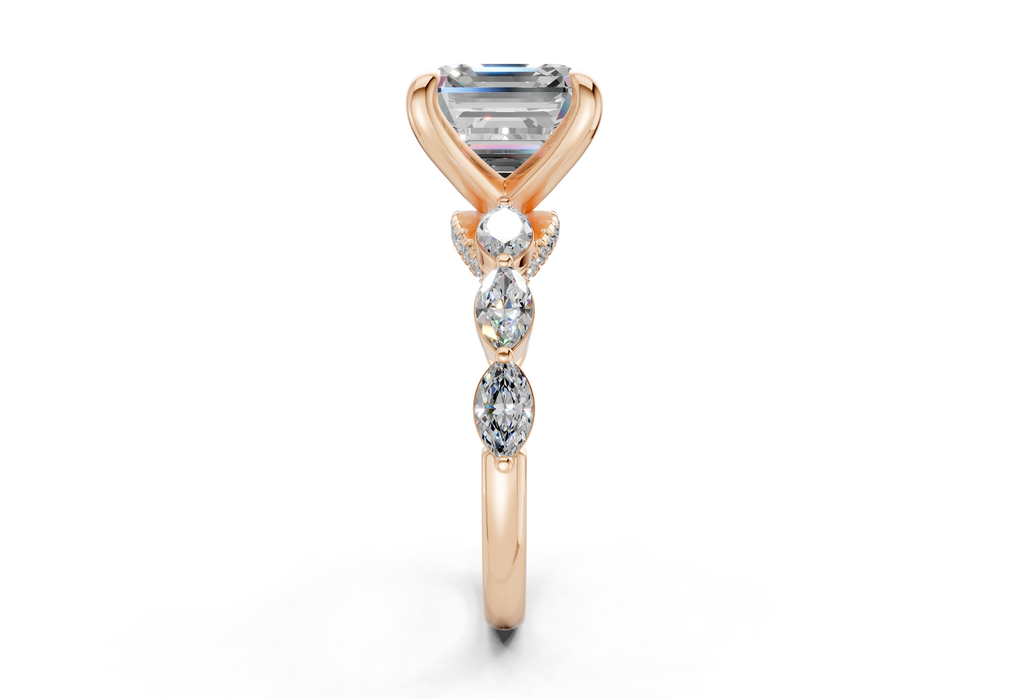 Liana Diamond Accent Asscher Cut 2mm Engagement Ring