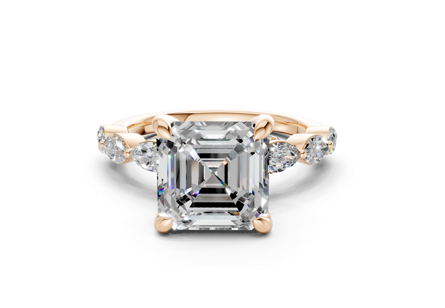 Liana Diamond Accent Asscher Cut 2mm Engagement Ring