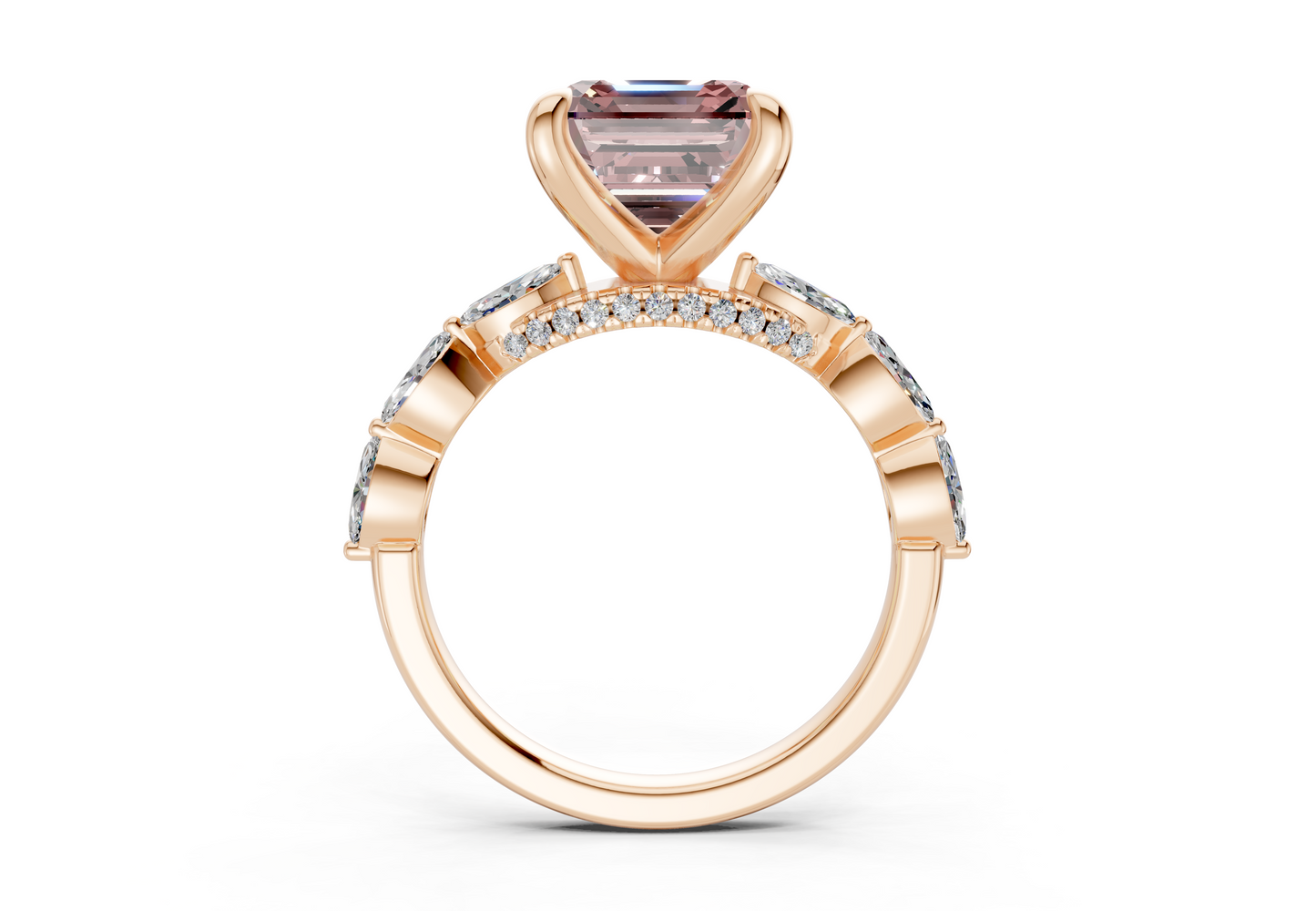 Liana Pink Diamond Accent Asscher Cut 2mm Engagement Ring