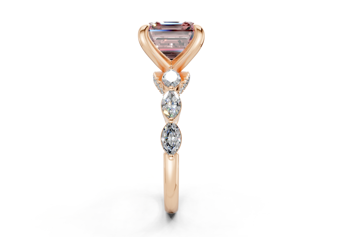 Liana Pink Diamond Accent Asscher Cut 2mm Engagement Ring
