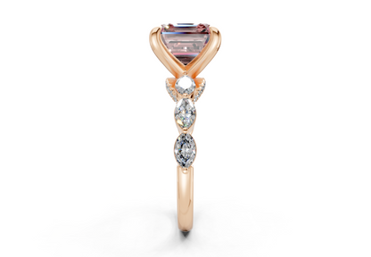 Liana Pink Diamond Accent Asscher Cut 2mm Engagement Ring