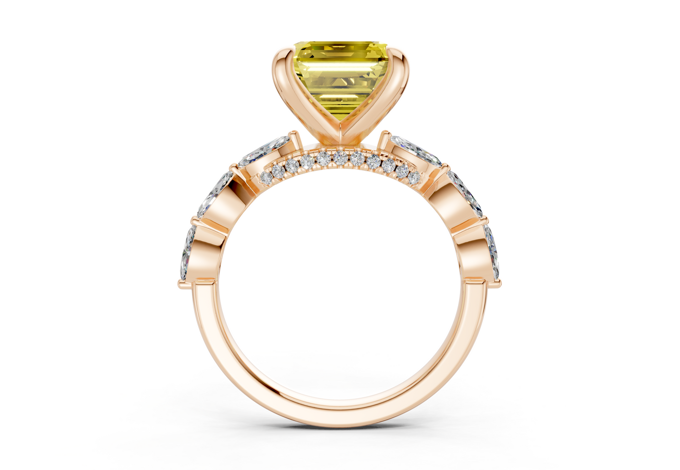 Liana Yellow Diamond Accent Asscher Cut 2mm Engagement Ring