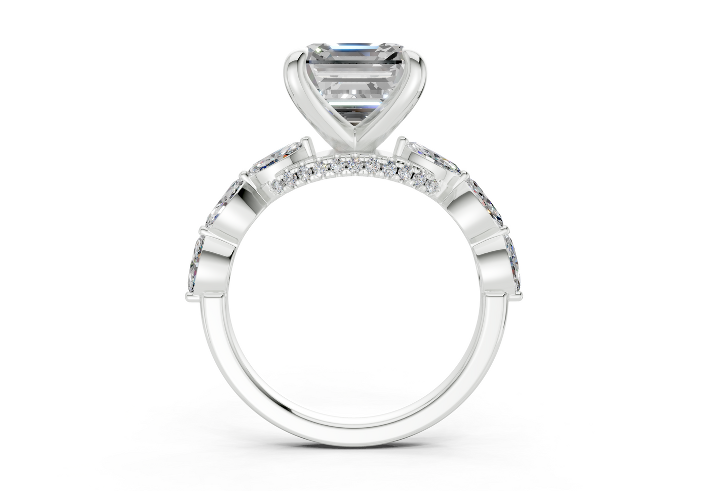 Liana Diamond Accent Asscher Cut 2mm Engagement Ring