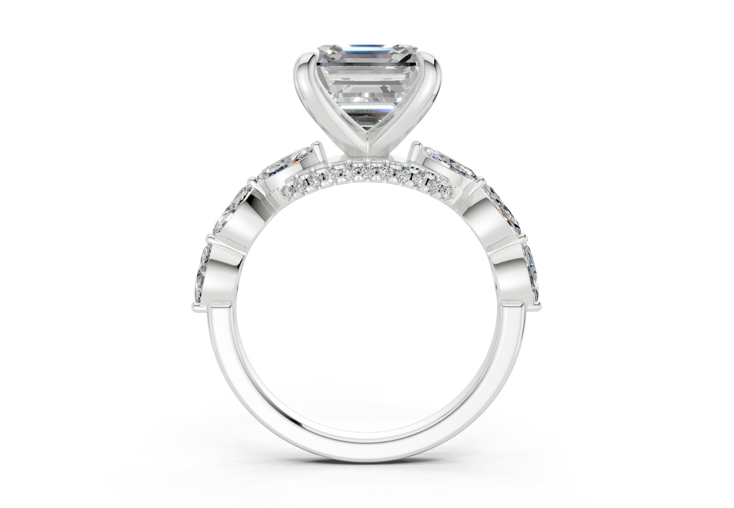 Liana Diamond Accent Asscher Cut 2mm Engagement Ring