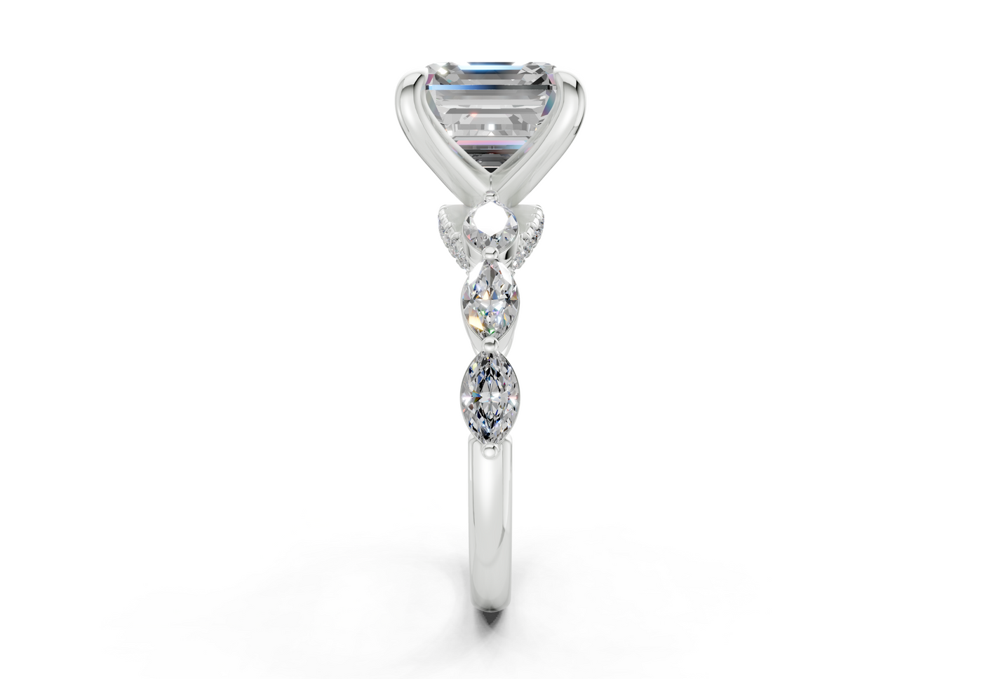 Liana Diamond Accent Asscher Cut 2mm Engagement Ring