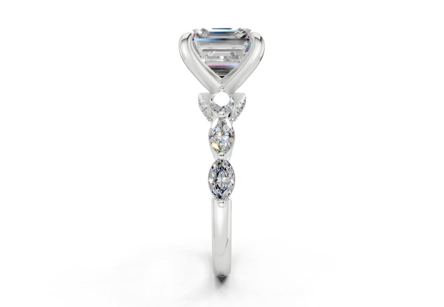 Liana Diamond Accent Asscher Cut 2mm Engagement Ring