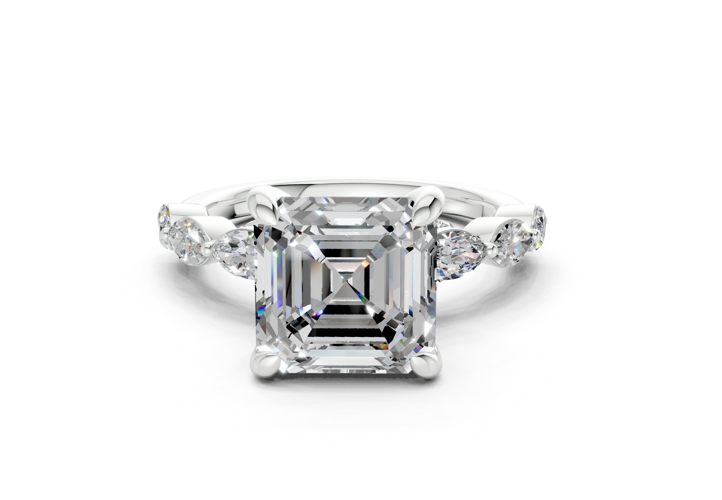 Liana Diamond Accent Asscher Cut 2mm Engagement Ring