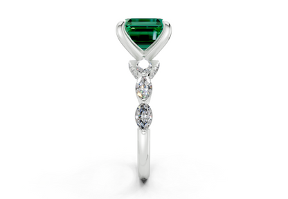Liana Emerald Gemstone Accent Asscher Cut 2mm Engagement Ring