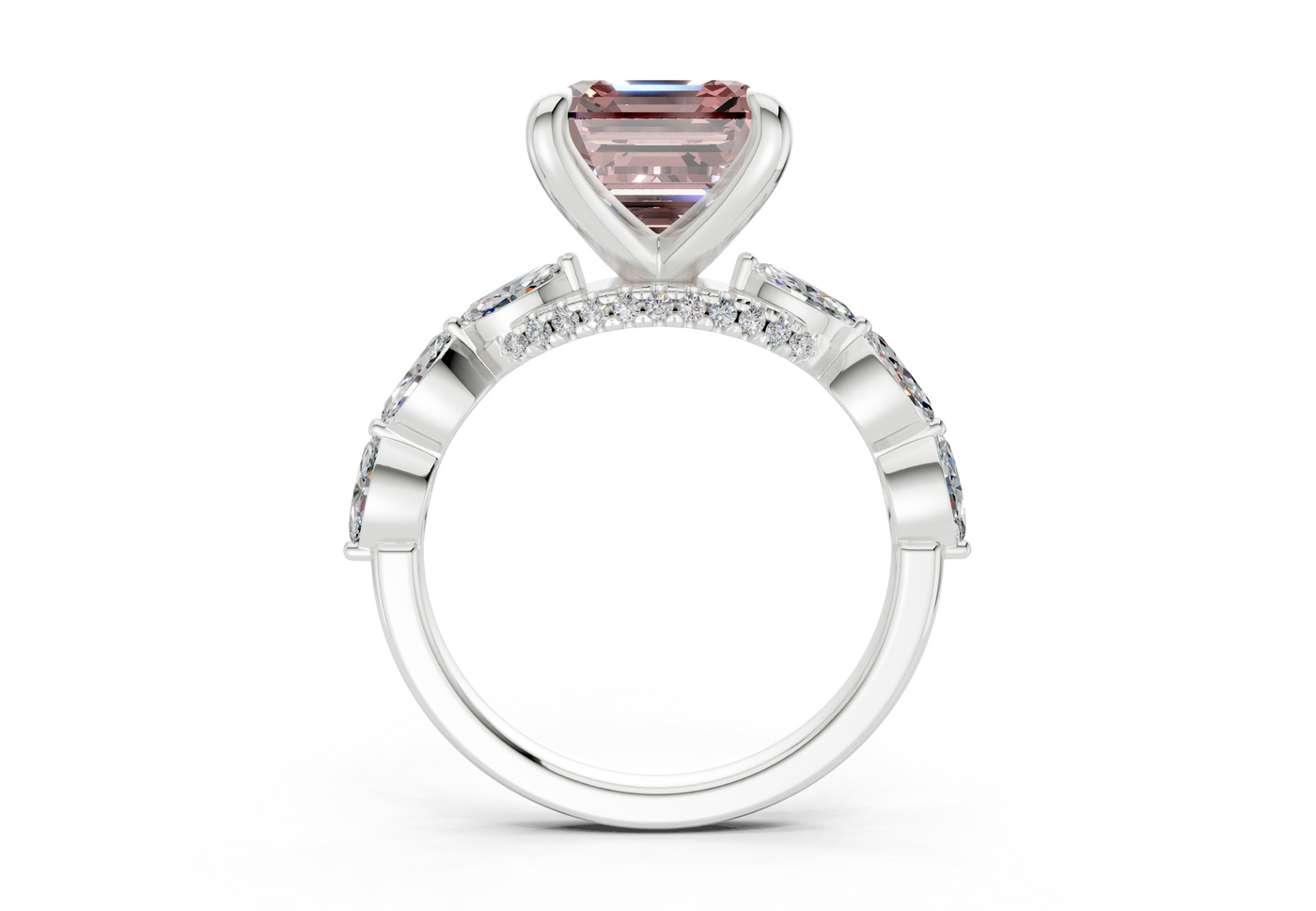 Liana Pink Diamond Accent Asscher Cut 2mm Engagement Ring
