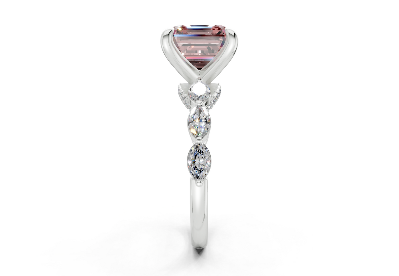 Liana Pink Diamond Accent Asscher Cut 2mm Engagement Ring