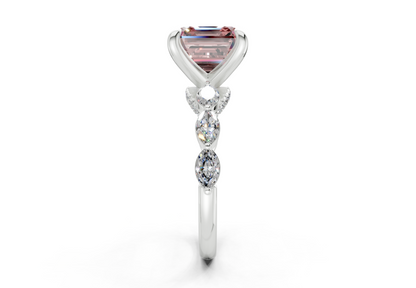 Liana Pink Diamond Accent Asscher Cut 2mm Engagement Ring