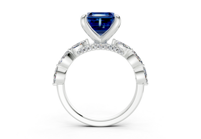 Liana Sapphire Gemstone Accent Asscher Cut 2mm Engagement Ring