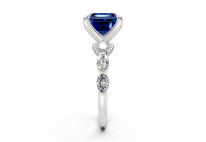 Liana Sapphire Gemstone Accent Asscher Cut 2mm Engagement Ring