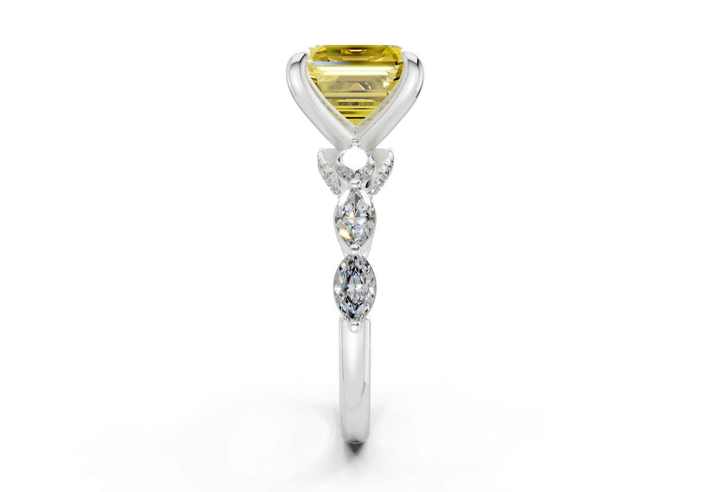Liana Yellow Diamond Accent Asscher Cut 2mm Engagement Ring