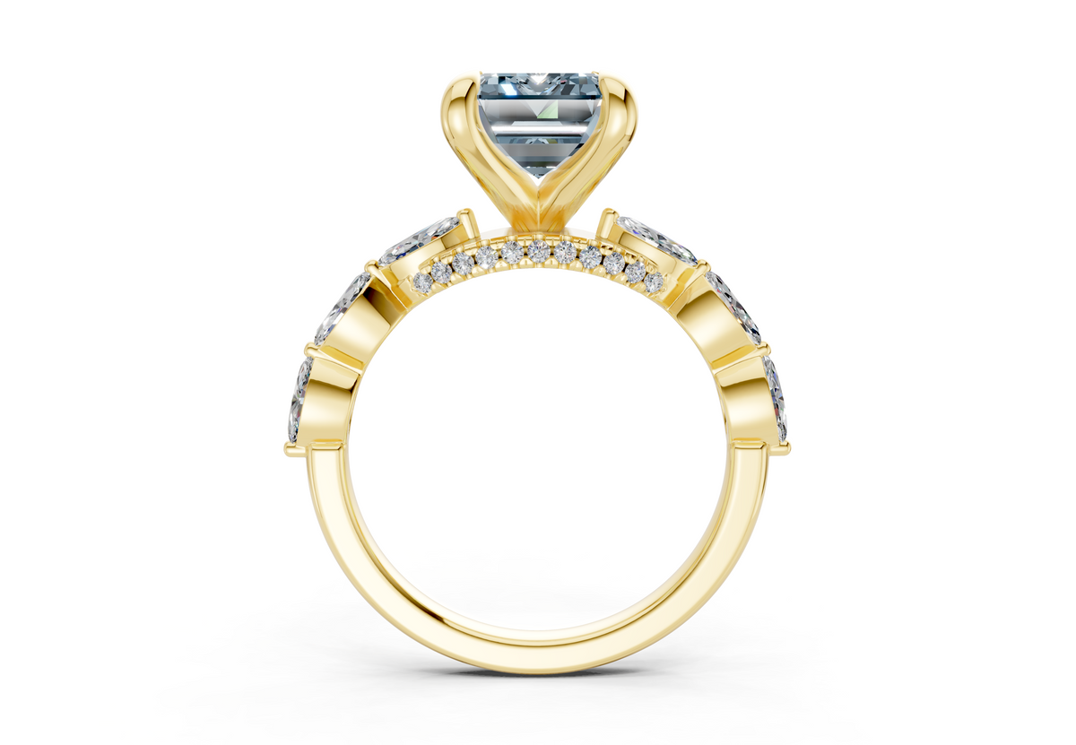 Liana Blue Diamond Accent Emerald Cut 2mm Engagement Ring