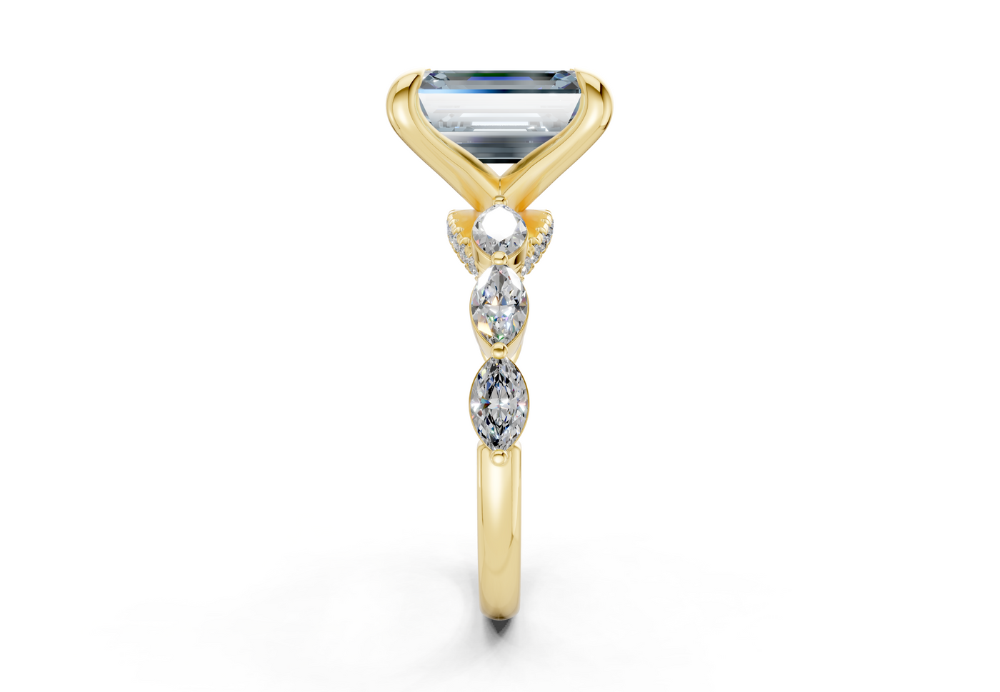 Liana Blue Diamond Accent Emerald Cut 2mm Engagement Ring