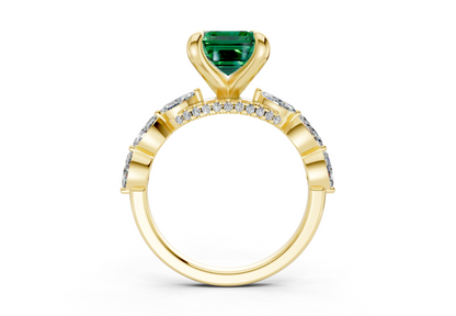 Liana Emerald Gemstone Accent Emerald Cut 2mm Engagement Ring