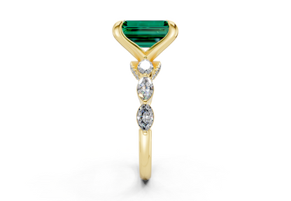 Liana Emerald Gemstone Accent Emerald Cut 2mm Engagement Ring