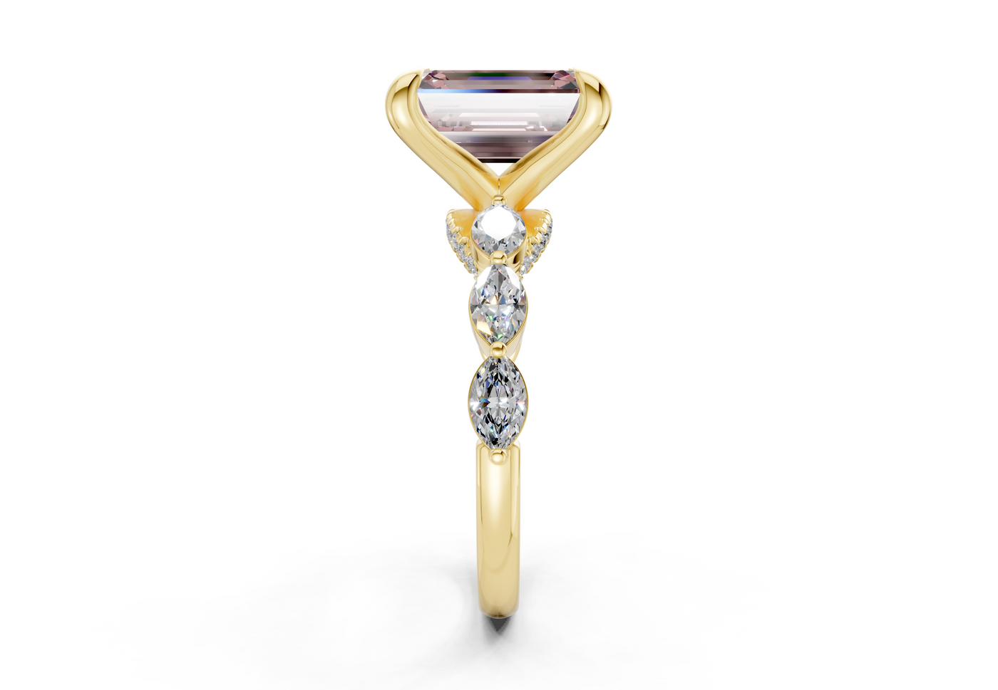 Liana Pink Diamond Accent Emerald Cut 2mm Engagement Ring