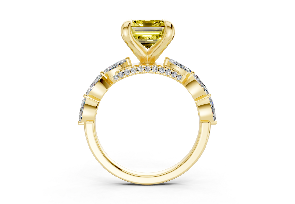 Liana Yellow Diamond Accent Emerald Cut 2mm Engagement Ring