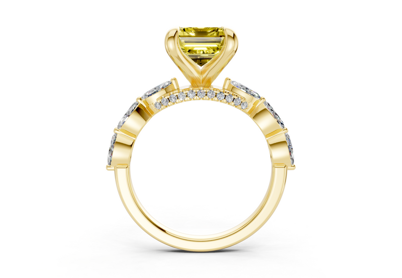 Liana Yellow Diamond Accent Emerald Cut 2mm Engagement Ring