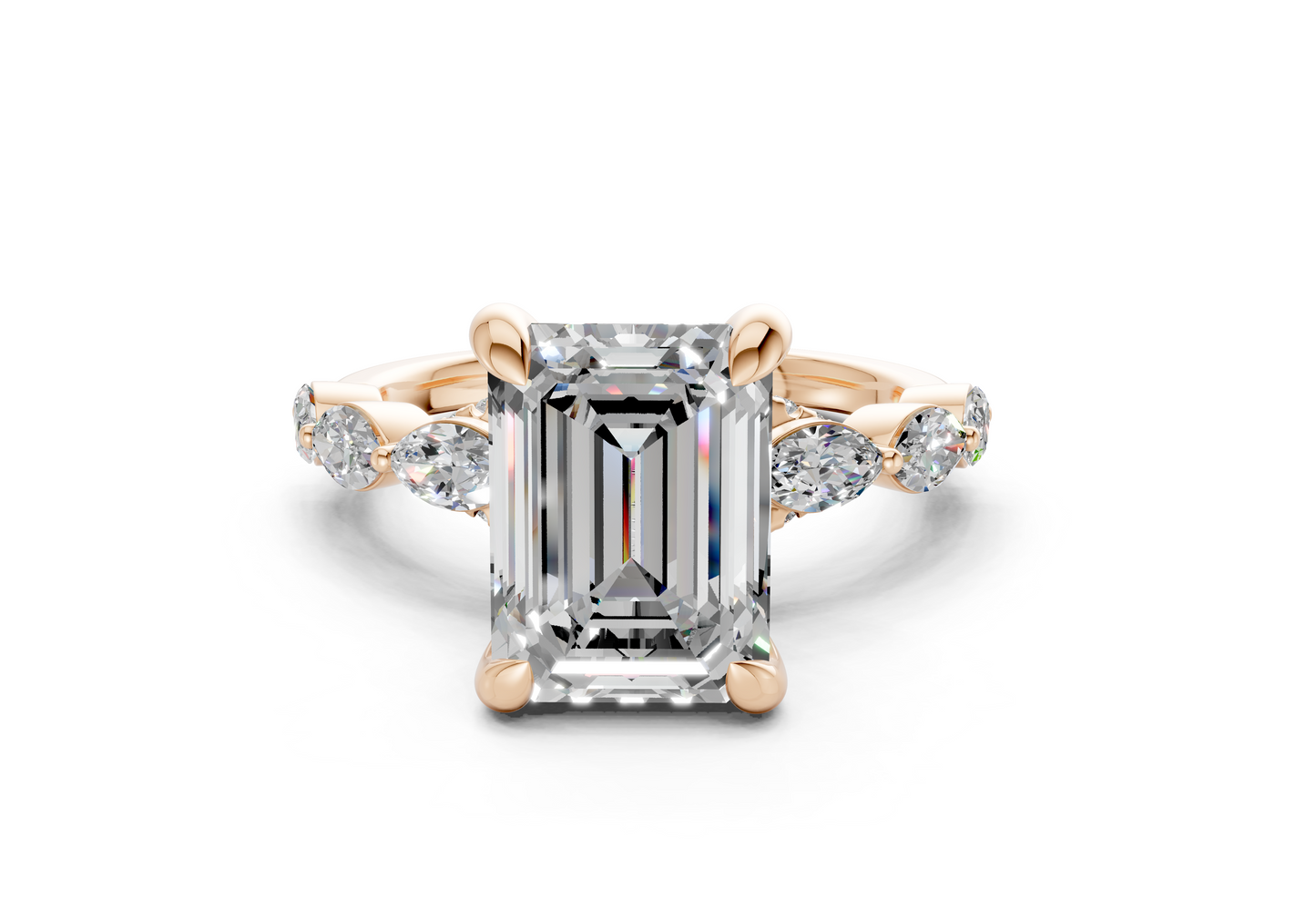 Liana Diamond Accent Emerald Cut 2mm Engagement Ring