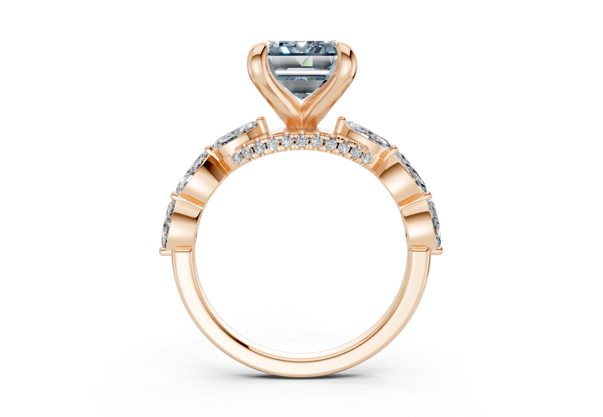 Liana Blue Diamond Accent Emerald Cut 2mm Engagement Ring
