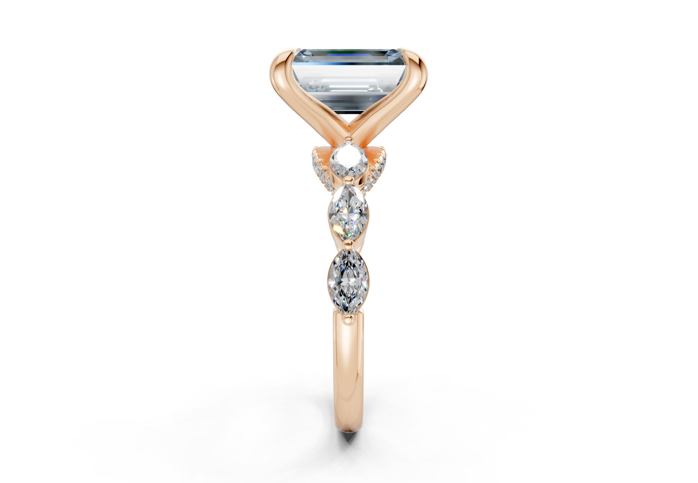 Liana Blue Diamond Accent Emerald Cut 2mm Engagement Ring