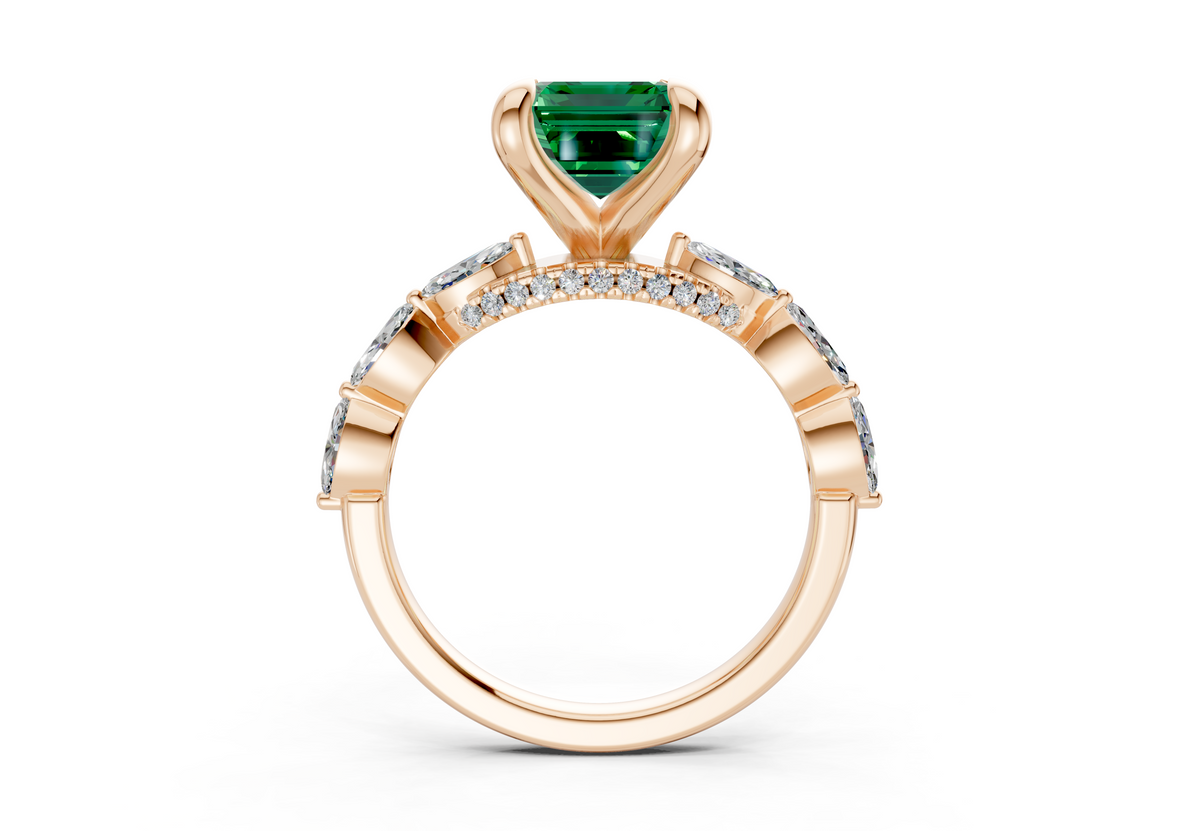 Liana Emerald Gemstone Accent Emerald Cut 2mm Engagement Ring