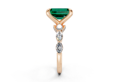 Liana Emerald Gemstone Accent Emerald Cut 2mm Engagement Ring