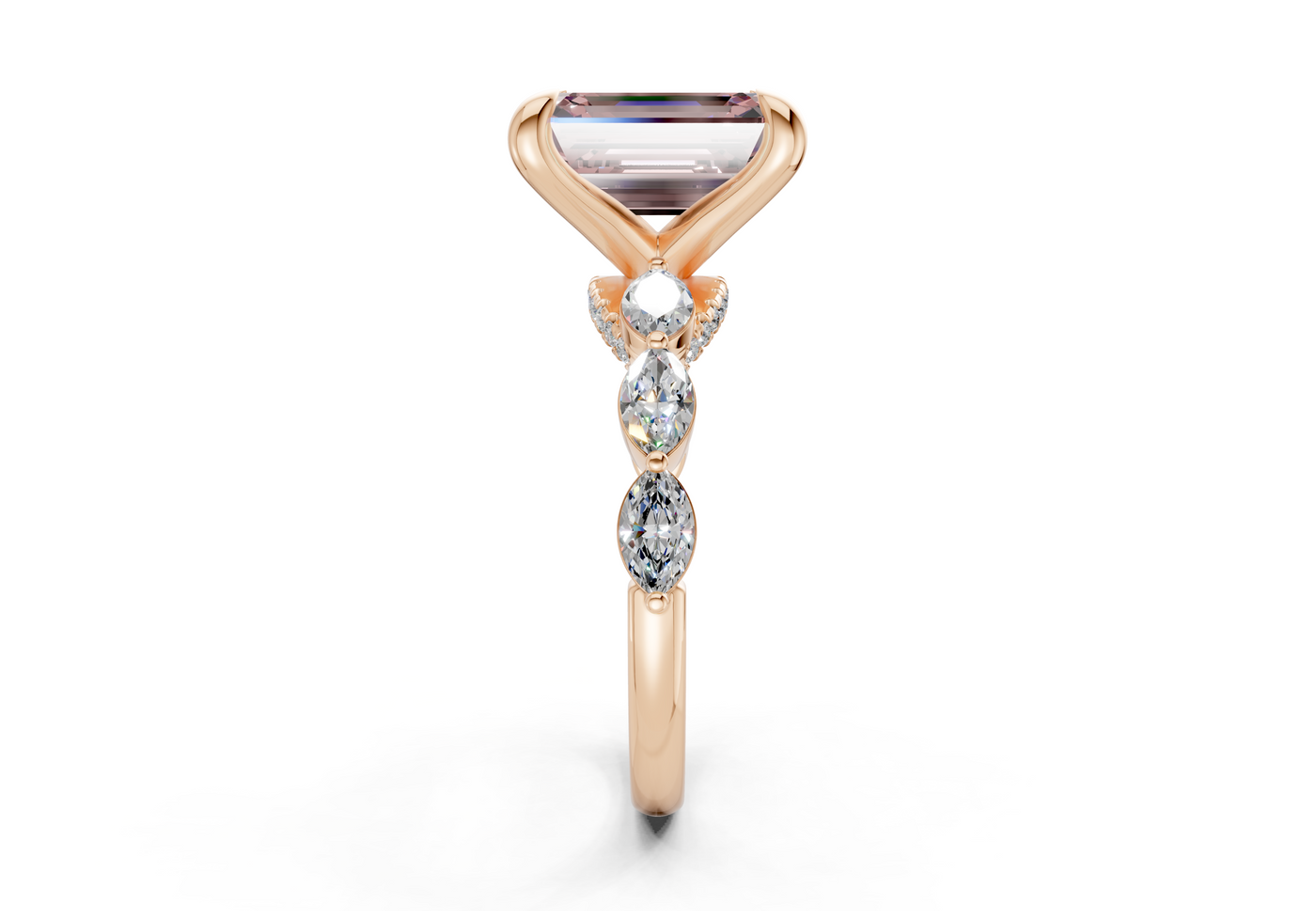 Liana Pink Diamond Accent Emerald Cut 2mm Engagement Ring