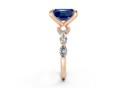 Liana Sapphire Gemstone Accent Emerald Cut 2mm Engagement Ring