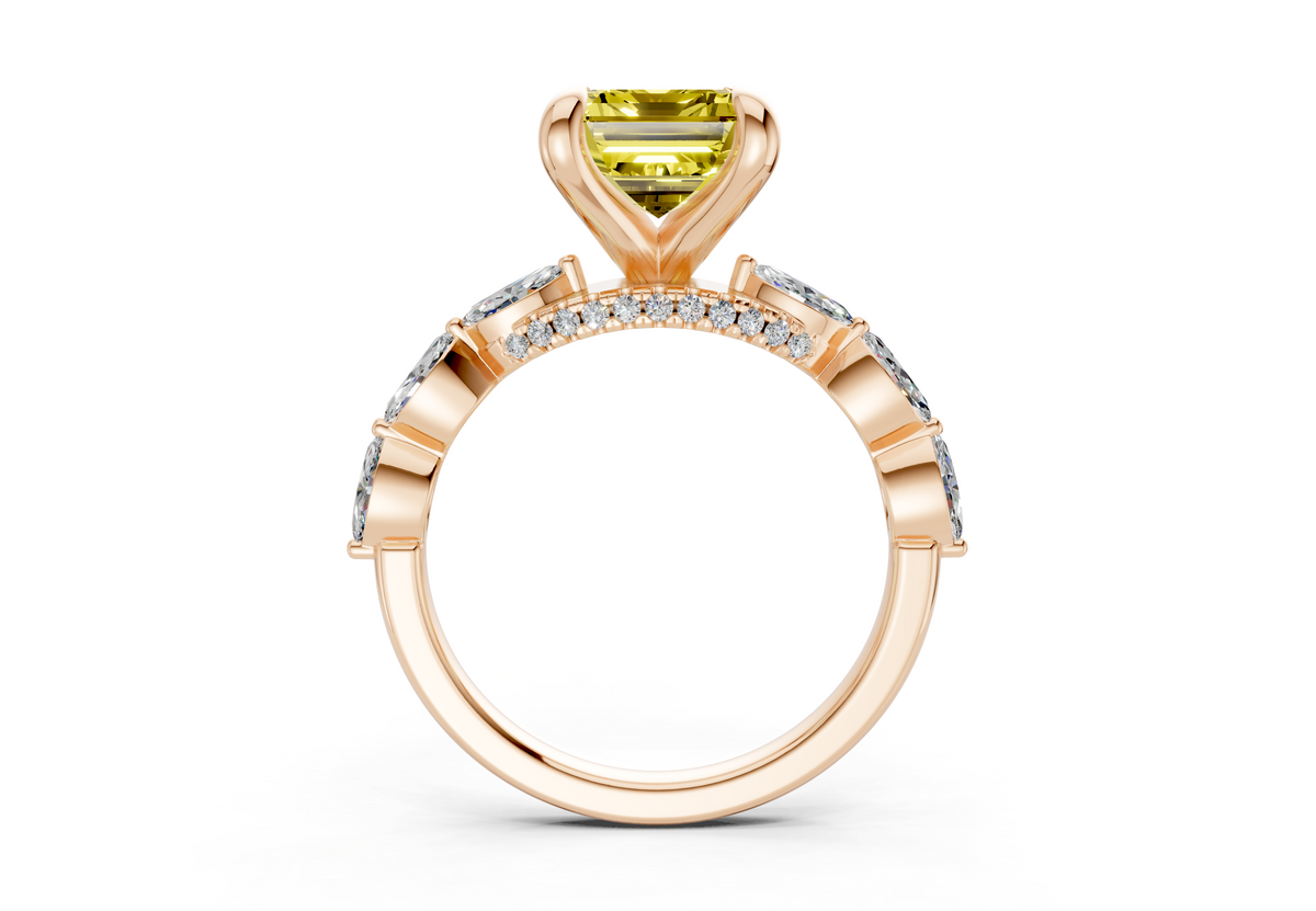 Liana Yellow Diamond Accent Emerald Cut 2mm Engagement Ring
