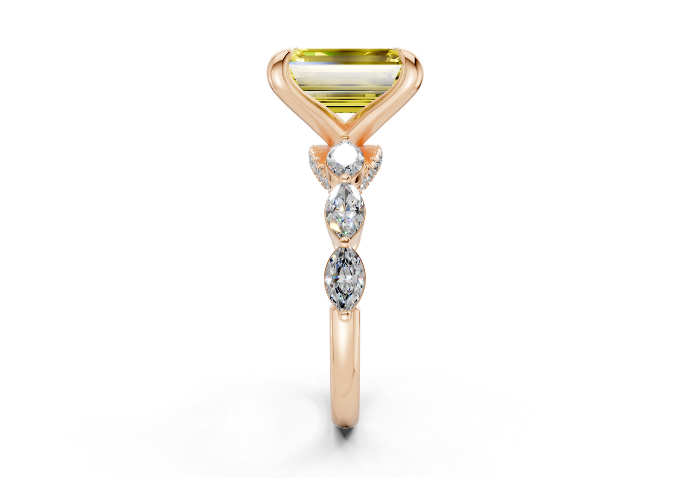 Liana Yellow Diamond Accent Emerald Cut 2mm Engagement Ring